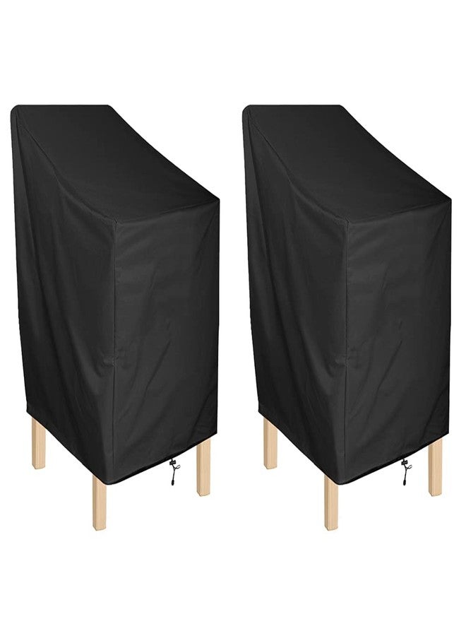 ANMINY Waterproof Patio Chair Covers UV-Resistant Windproof Outdoor Barstools Chair Cover Stackable Lawn High Back Dining Chair Furniture Protector with Storage Bag - Black, Pack of 2 - Image 1